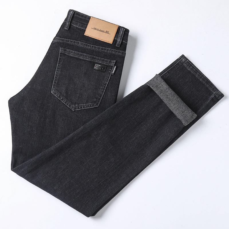 Podzimní a zimní tlustá část strečové džíny pánské volné rovné business všestranný trend pánské ležérní kalhoty
