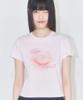 ILLIGO Drawing Rose Loose Crop T-Shirt Pink