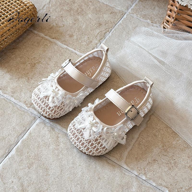 Children's Princess Shoes Soft Sole Spring Summer New Breathable Mesh Children's PU Leather Shoes Fashion Baby Sandals