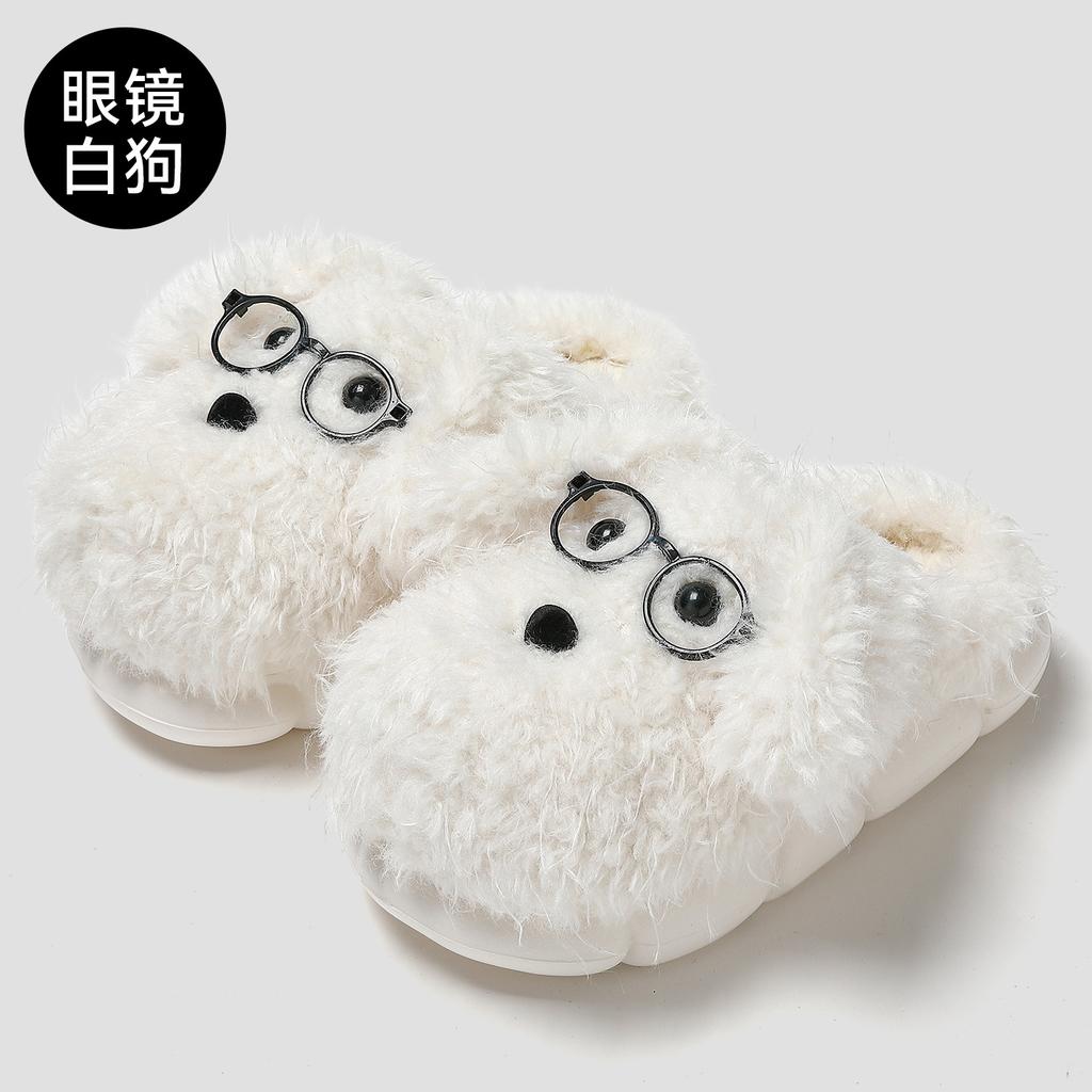 Cartoon cotton slippers winter cute big ears puppy indoor home home warm fluffy slippers winter