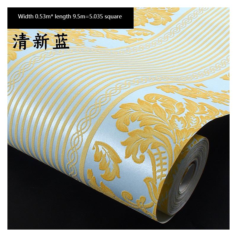 9.5M European-Style Non-Woven Wallpaper Bedroom Living Room Home Decoration 3D Luxury TV Background Wall Simple Wall Stickers