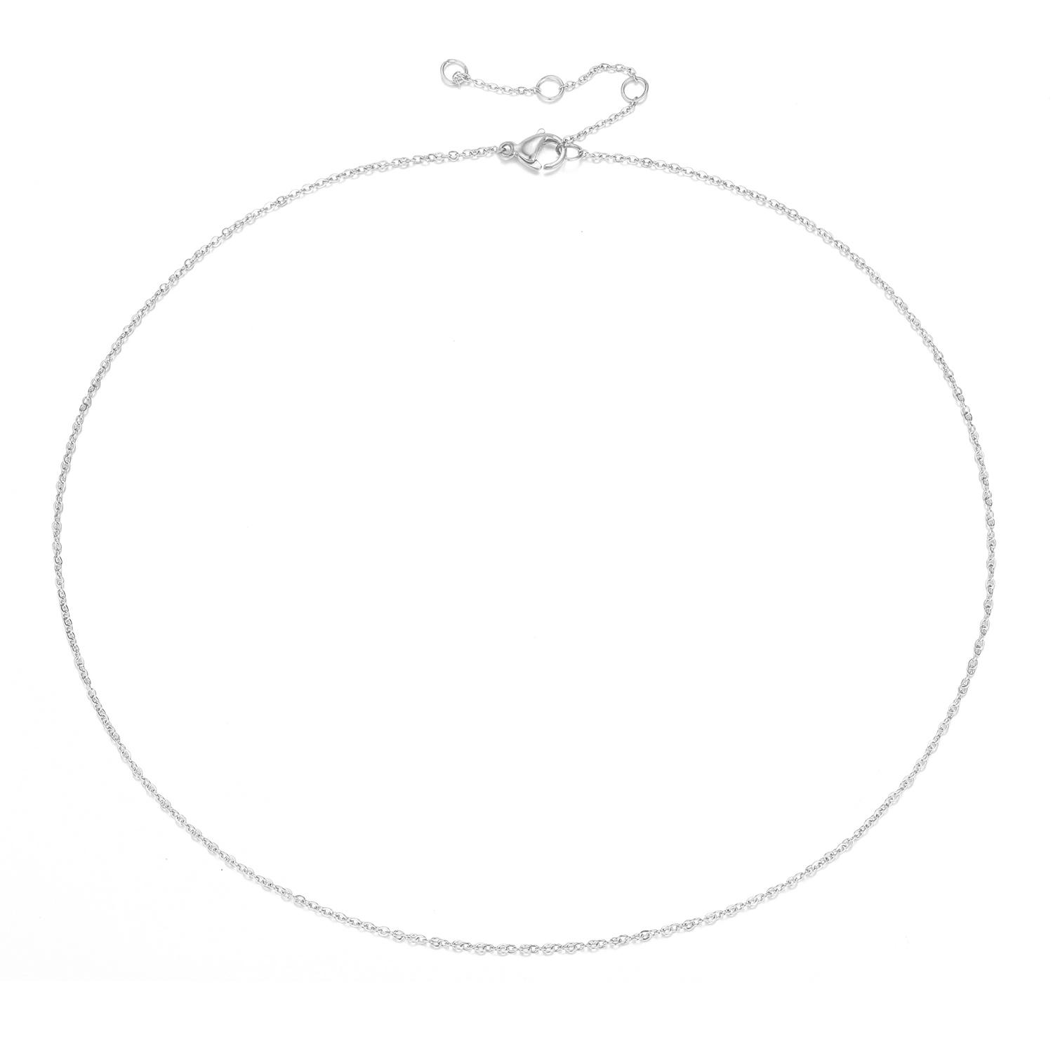 Chi Hang 14K Gold PVD Plated 316L Stainless Steel 42+8cm Extender Cable Chains Link Chain Choker Necklace 42+8cm&necklace