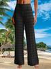 Womens Crochet Mesh Cover Up Pants High Waist Wide Leg Beach Trousers