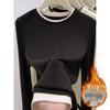 Double-Sided Plush Color Block Long Sleeve Layered T-shirt – 2025 Autumn/Winter Collection