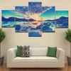 5 Stück Cleopatra Ozean Leinwandbild Wandkunst Oranger Himmel Ozeanstrand Multi Türkei Sandstrand Sonnenaufgang Wanddekoration Ohne Rahmen