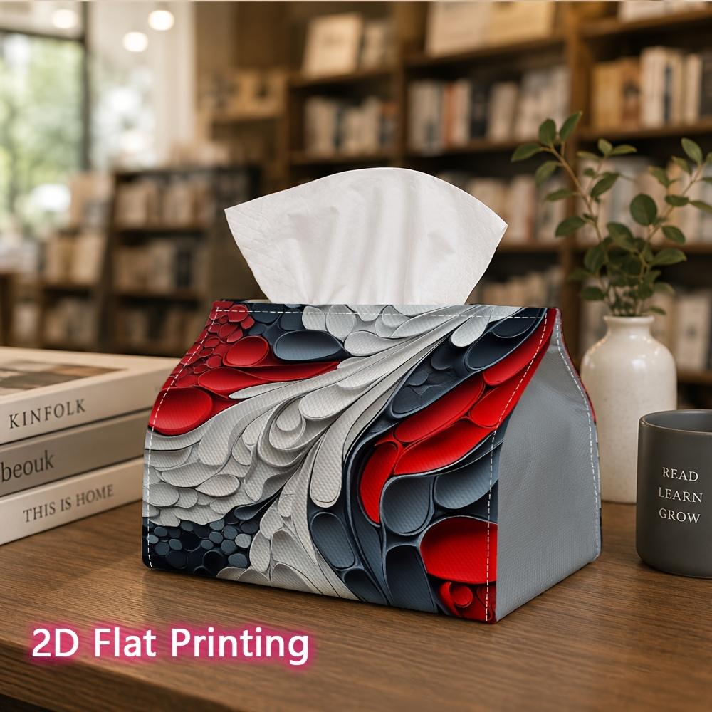 1pc, 2d Flat Printing, Tissue Box Abstract Pattern Printed Tissue Box, Durable Decoration Storage for Kitchen, Living Room, Bedroom, and Car Desktop O