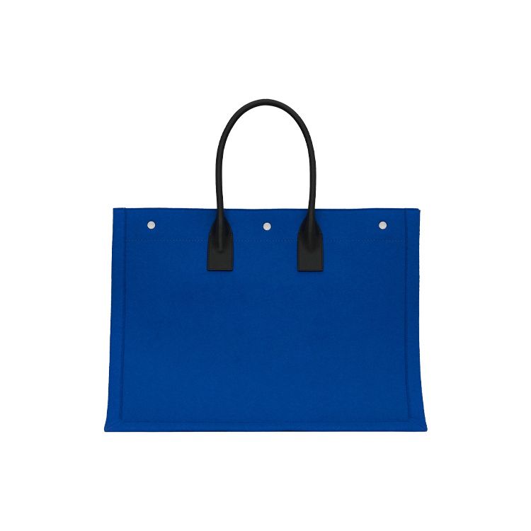 Saint Laurent YSL Rive Gauche Logo Strapless Felt And Leather Tote Bag Unisex Tote Bag Blue Black 509415-FHVPE-4363