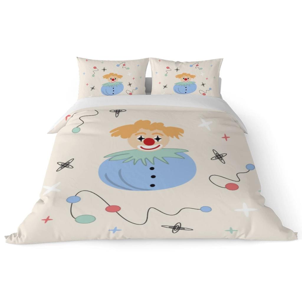 Cartoon Clown Duvet Cover for Kids Boys Girls Queen King Lightweight Quilt Cover Funny Circus Bedding Set Bedroom Decor No Quilt