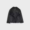 Women's Black Imitation Leather Lamb Wool Coat - Autumn/Winter 2024 Collection