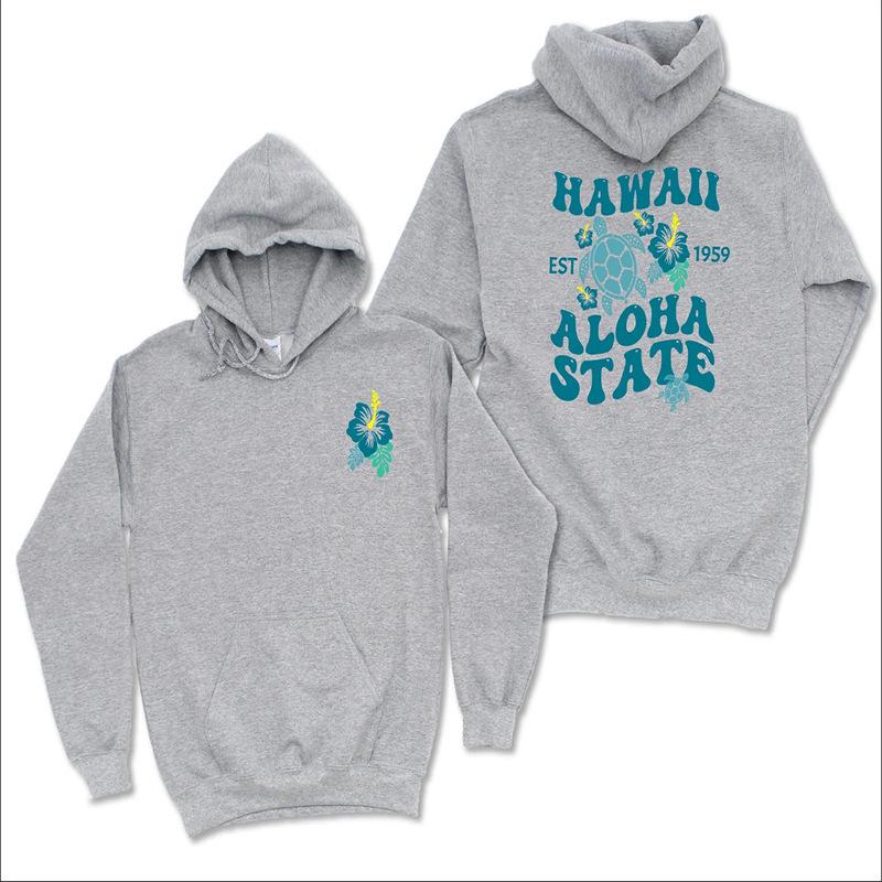 2025 Women's EU Size Ribbed Drop Shoulder Hoodie - Hawaiian Beach Print