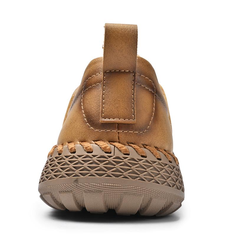 Herren Handgenähte Lederschuhe Low Top Schnürschuhe Lässige Sneaker Fahrschuh Atmungsaktive Leder Slipper Mokassins