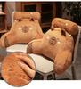 Plush Fur Brown Cartoon Seat Cushion Pillow Office Chairs Protect Waist Cushion Home Living Room Sofa Pillow Decoration