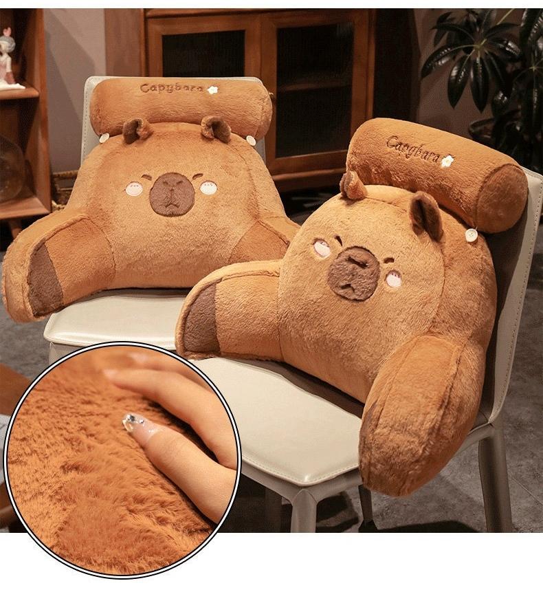 Plush Fur Brown Cartoon Seat Cushion Pillow Office Chairs Protect Waist Cushion Home Living Room Sofa Pillow Decoration