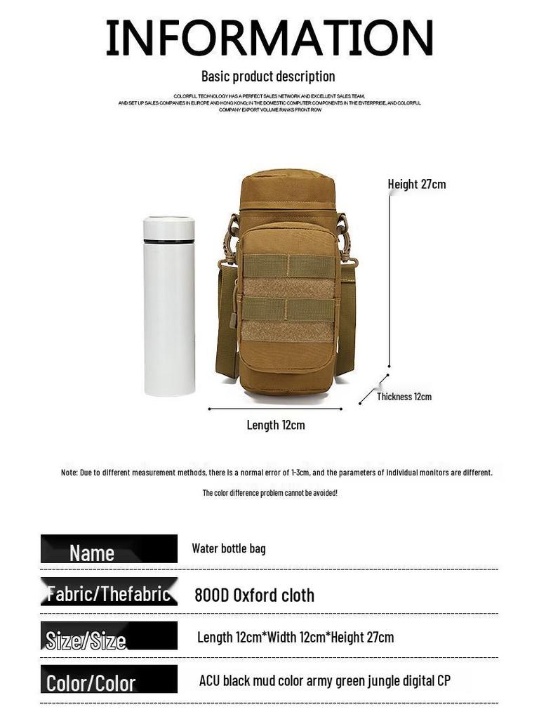 Multifunktionale Schultertasche für Camping & Radfahren mit Flaschenhalter