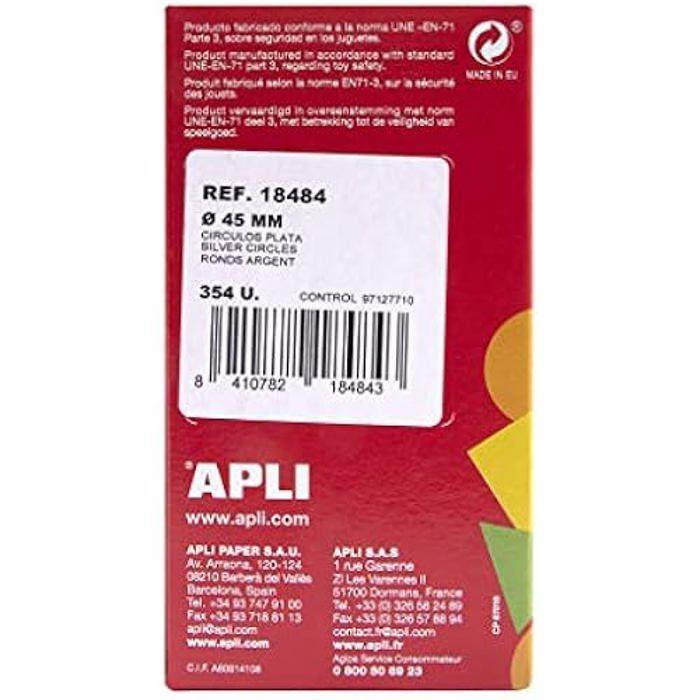 Rouleau de gommettes - apli - argent métallisé - ø 45 mm - 59 feuilles - adhésif permanent
