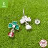 Four-Leaf Clover Ladybug Stud Earrings Female, Lucky Natural Fresh S925 Sterling Silver Earrings Earrings