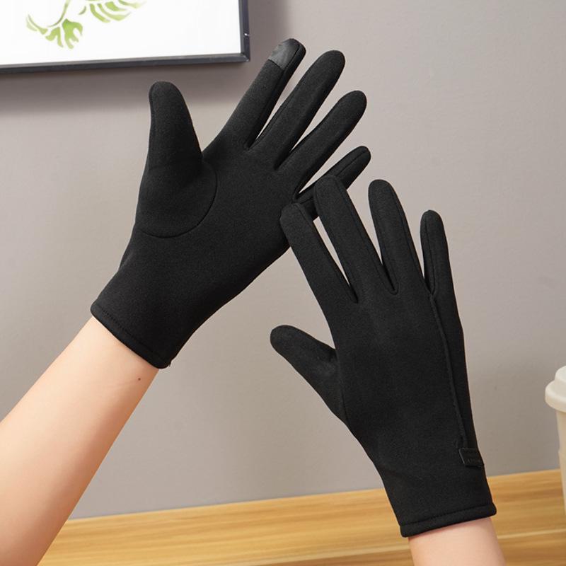 

Жіночі зимові плюшеві рукавички з сенсорним екраном на три пальці - Милі, Теплі, Захисні, Ідеальні для їзди верхи, водіння та холодної погоди. single line, One Size чорний