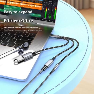 1Pc Headphone Adapter 3 In 1 PD 60W Fast Charge Adapter For Phone16 15 Type C To Dual Type C/3.5mm Jack Audio Adapter Cable