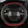 For Peugeot 3008 GT 208 GT Line 308 408 508 4008 5008 2017 2018     Leather Steering Wheel Cover Protector Trim