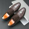 New Men's Black Brown Pointed Suede Mix Leather Casual Brogues Shoes Male Wedding Dress Homecoming Footwear Zapatos Hombre