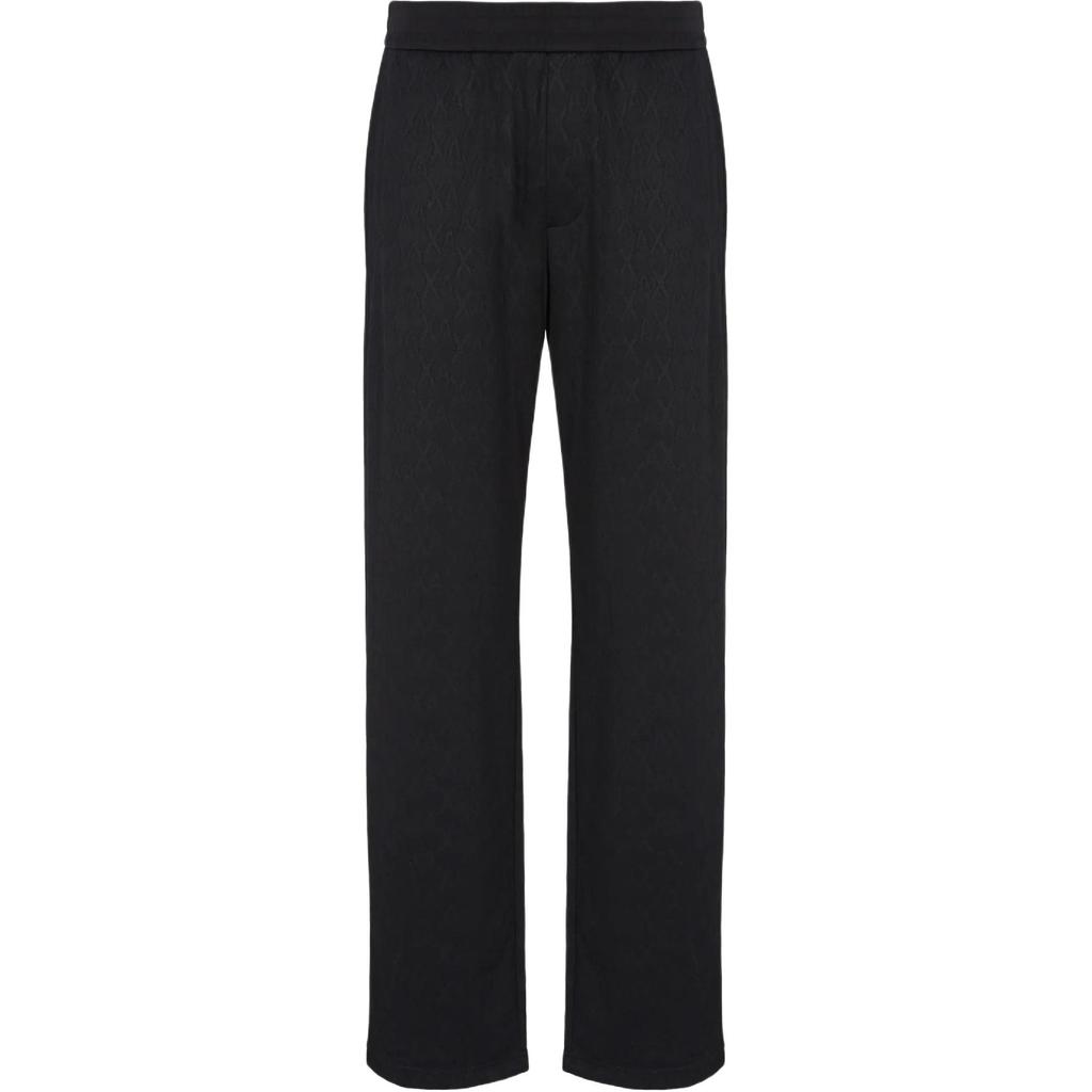 Armani Exchange SS24 Logo Jacquard All Over Print Loose Straight Casual Pants Men pants Black 6DZPLA-ZJNMZ-1200
