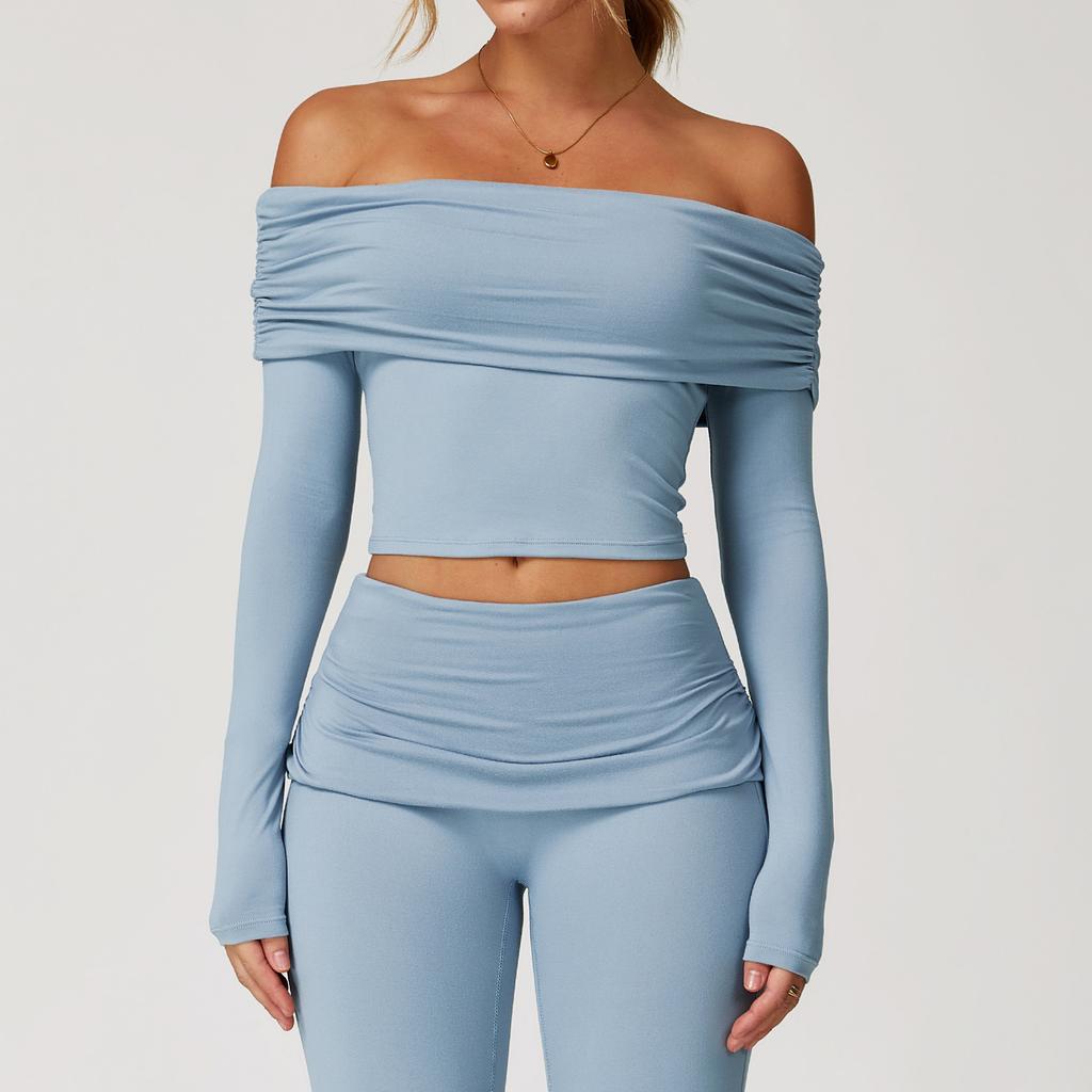 New Sexy Casual Long Sleeved Yoga Women'S One Shoulder Outer Wear Versatile Dance Sports Long Sleeved Women