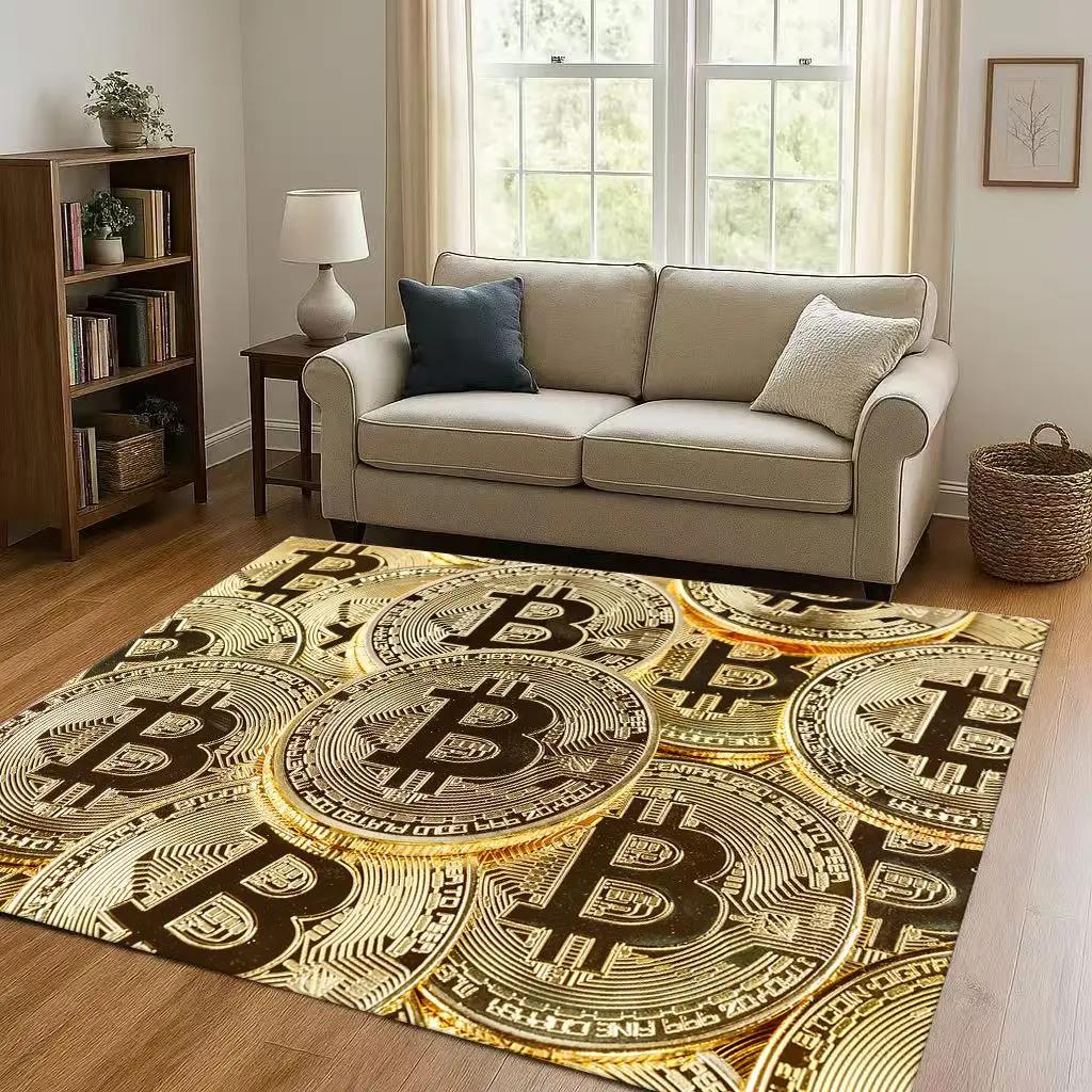 HD Rich BTC Bitcoin Circuit Board Art Cartoon Living Room Non-Slip Area Rug Carpet for Bedroom Playroom Sofa,Home Decor Doormat