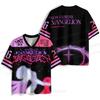 New Anime Neon Genesis Evangelion Rei Ayanami Print Mesh Jersey T-shirt Men Oversized Streetwear V-Neck Casual Short Sleeve Tops