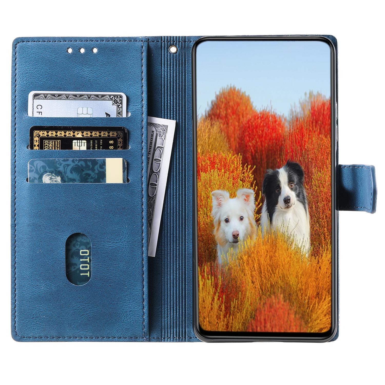 

For Samsung Galaxy A16 5G/A16 4G Leather Case RFID Blocking Wallet Stand Phone Cover with Strap Blue