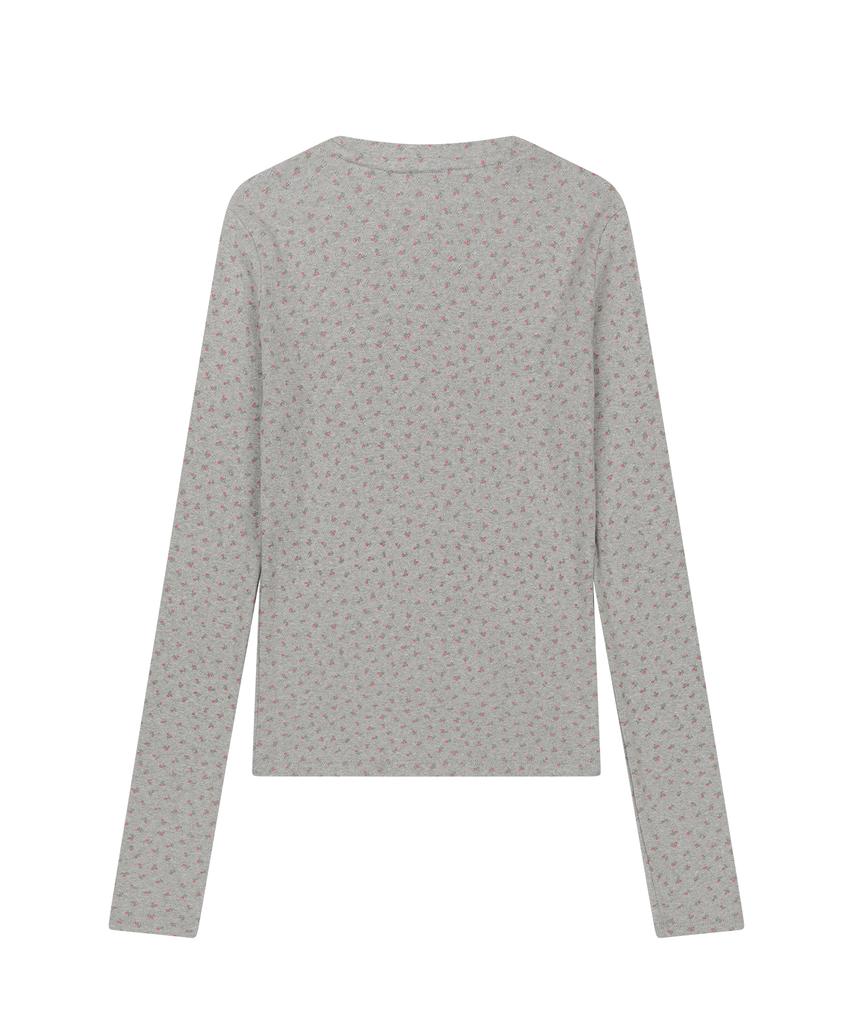 SUNDAY FRUIT MARKET W) Sun Flower Ls Tee Gray