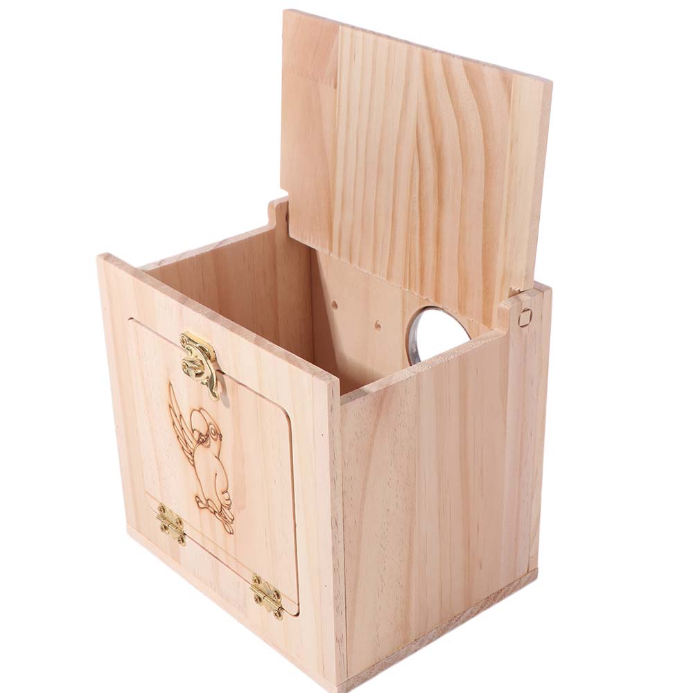 Wooden Bird Breeding Nest Wall Mount Parrot Wood House Practical Parrot Breeding Box  for Bird Cage