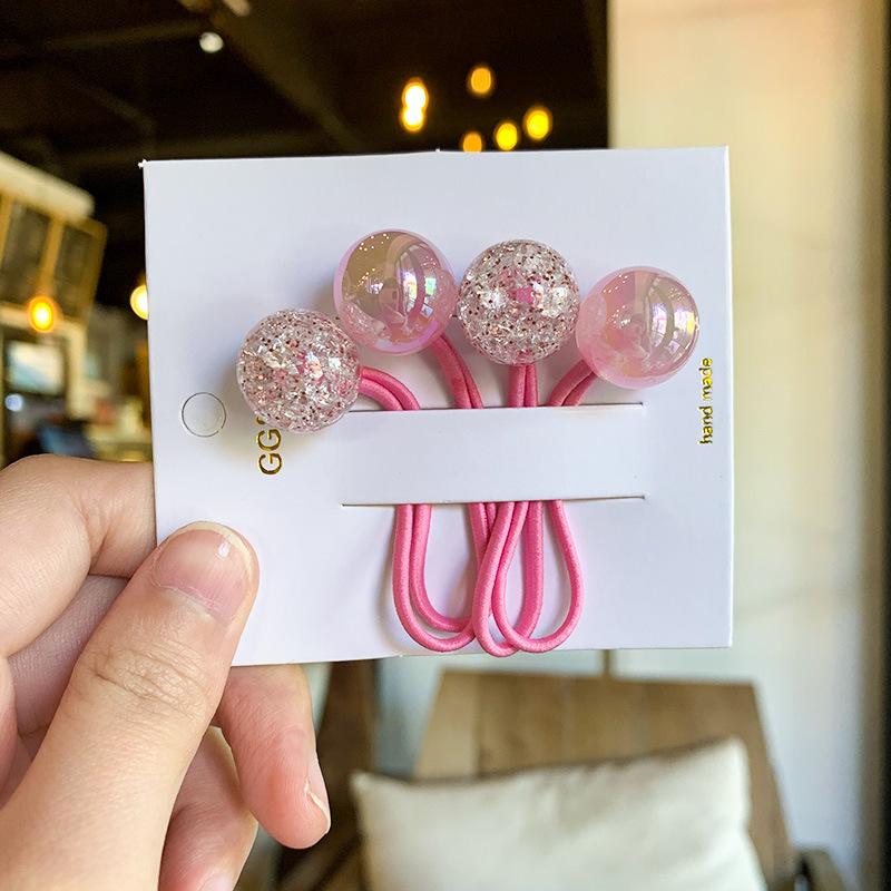 2Pcs/set Cute Girl Beads Hair Tie Princess Headwear Kids Elastic Hair Bands Baby Headdress Children Hair Ropes Hair Accessories