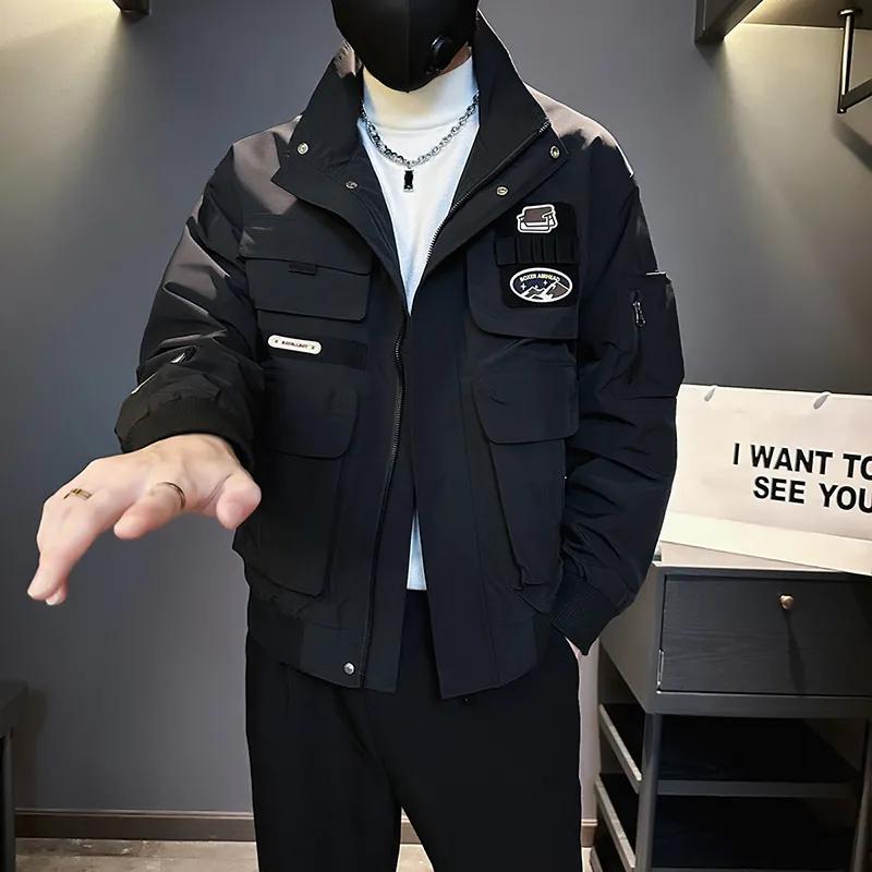 Men's Spring and Autumn Stand-up Collar Jacket Casual Handsome Workwear Jacket