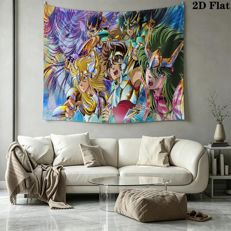 Anime Saint Seiya Wall Tapestry Aesthetic Wall Hanging Printed Fabric Blanket Decorative Tapestries for Bedroom Living Room Home Decor