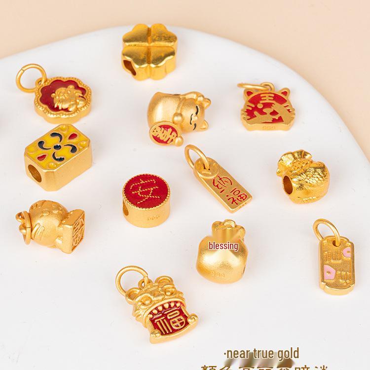 Vergoldetes antikes Schmuckset: Halskette, Armbänder & Perlenanhänger - Nicht verblassendes DIY-Zubehör