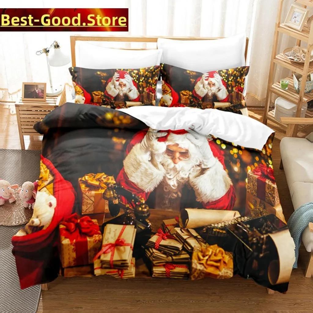 3D Christmas Quilt Cover Bedding Set Duvet Comforter Pillow Case Bed Linens Twin Queen King Double Full Single Bedroom