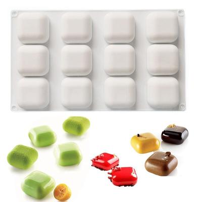 Nova Forma Quadrada para Bolo Mousse Bombas de Gordura Chocolate Doce Caramelo Molde de Silicone Pedra de Sobremesa Ferramenta de Confeitaria Bandeja de Cubos de Gelo