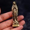 Brass Virgin Mary Figurines Portable Mini Vintage Style Religious Holy Mother Sculpture Collectibles Crafts Ornaments Home Decor