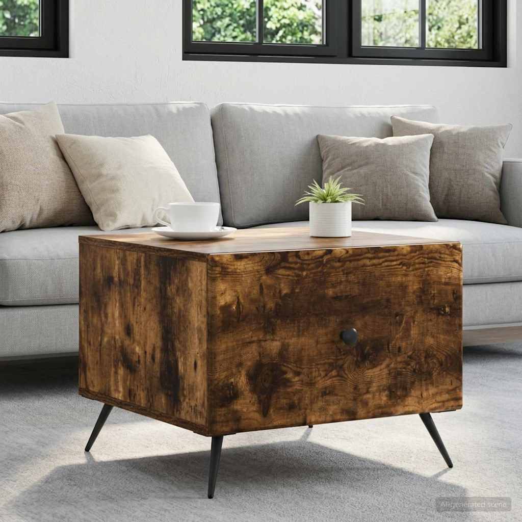 Coffee Table Smoked Oak 49 X 50 X 40 Cm Wood Based Material