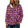 Women's Halloween Print Hoodie Button Front Long Sleeve Sweatshirt