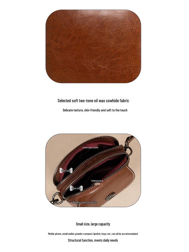 Gefini Women's 2023 Trendy Genuine Leather Cowhide Crossbody Shoulder Bag 