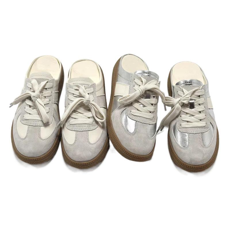 Retro taška hlava poloviční pantofle dámské 2024 letní nošení jeden pedál líné bez paty německé tréninkové boty ploché cool pantofle