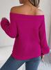 Real Shot 2025 Autumn/Winter Off-Shoulder Lantern Sleeve Sweater - Women's Solid Color Casual Wear