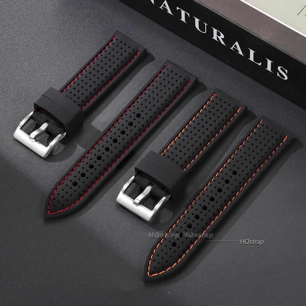Breathable Silicone Sports Watchband 20mm 22mm 24mm for Smart Watch Rubber Wrist Strap Soft Waterproof Universal Band Accessory