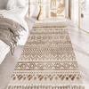 Bedside Long Rugs Ethnic Bedroom Tassel Carpet for Living Room Anti Slip Muslim Prayer Floor Mat Faux Linen Kitchen Area Rugs