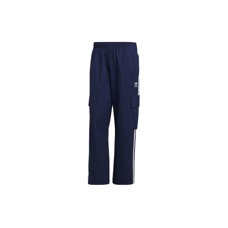 Men s adidas originals Logo Stripe Elastic Waistband Sports Cargo Autumn Blue Pants H09119 L