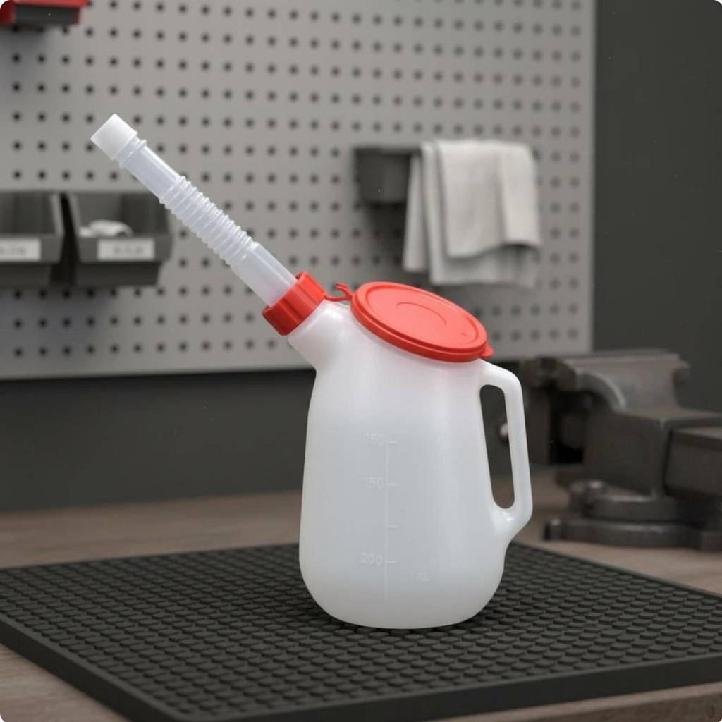 Plastic Oil Can With Lid 2L Graduated Fluid Jug Lightweight for Auto Repair Shop