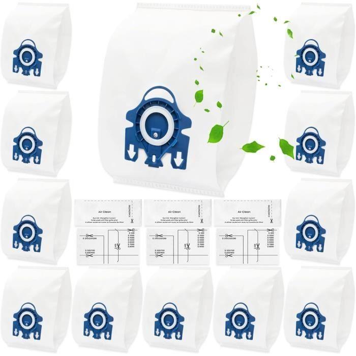 Lot de 12 sacs d'aspirateur pour aspirateurs Miele GN 3D Classic C1 Complete C2 C3, S2000, S5000 et S8000 Series Sacs à poussière