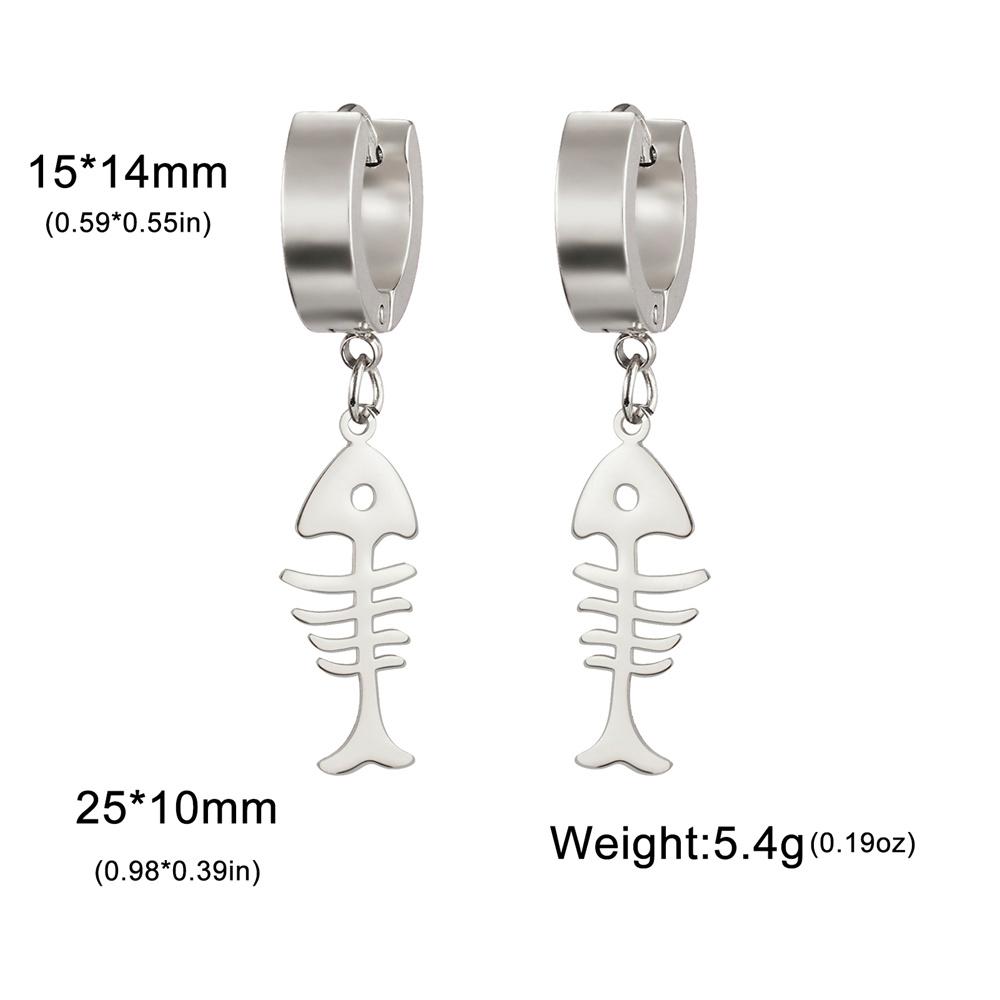 My Shape Cat Fish Bones Drop Earrings for Women Girls Cute Kitten Animal Lovers Dangle Earring Stainless Steel Jewelry Kids Gift
