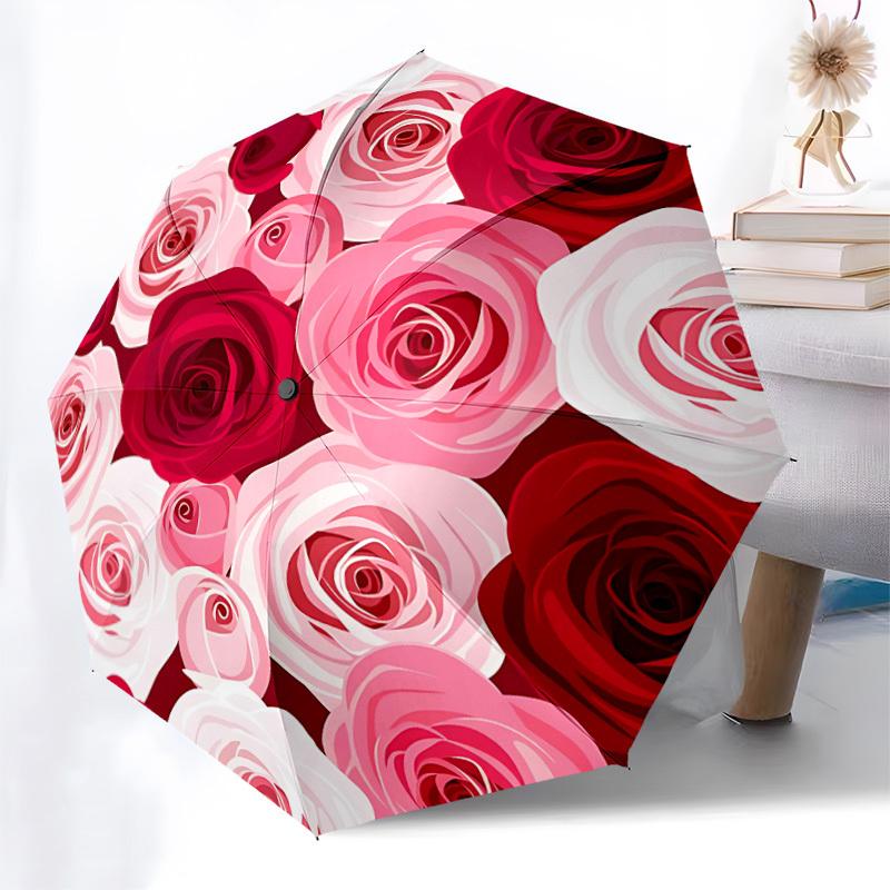 1pc Rose Bouquet Auto Umbrella Durable Iron Frame & Plastic Handle, Gift for Men & Women, Sturdy Construction yy250905148